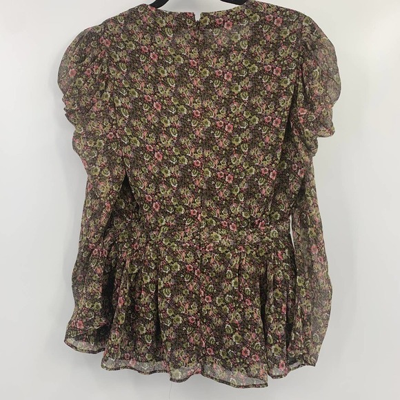 Walter Baker Puff Sleeve Floral Floral Peplum Top - Picture 7 of 12